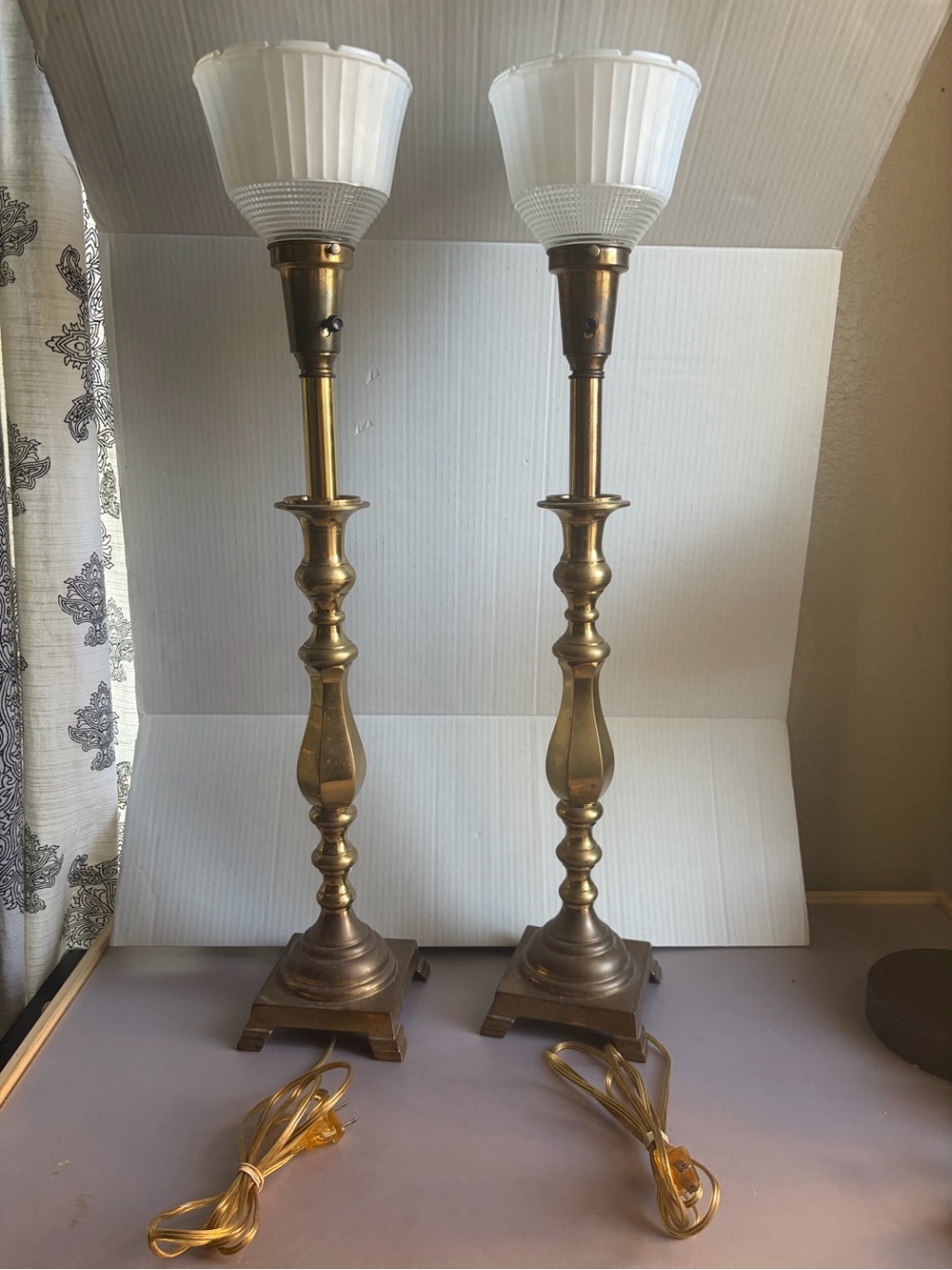 Matched Pair of Rembrandt Mid Century Brass Lamps